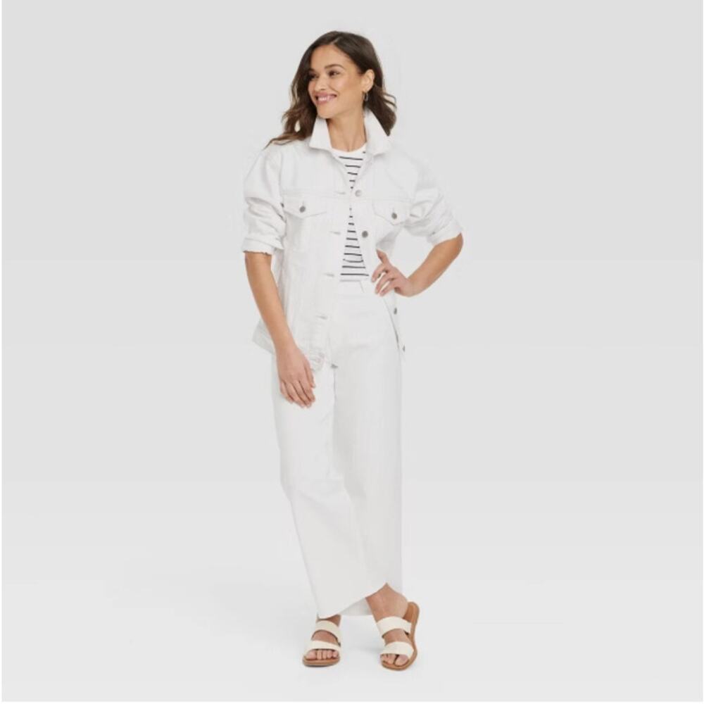 Universal Thread Sailor Wide Leg Ankle Jeans Womens Size 4 White Denim NWT